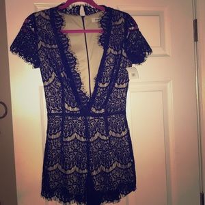 Black lace romper with tan inside. From Nordstrom!